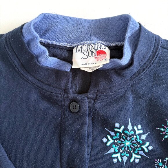 Vintage Morning Sun, Snowflake Sweatshirt Cardigan - Picture 3 of 3